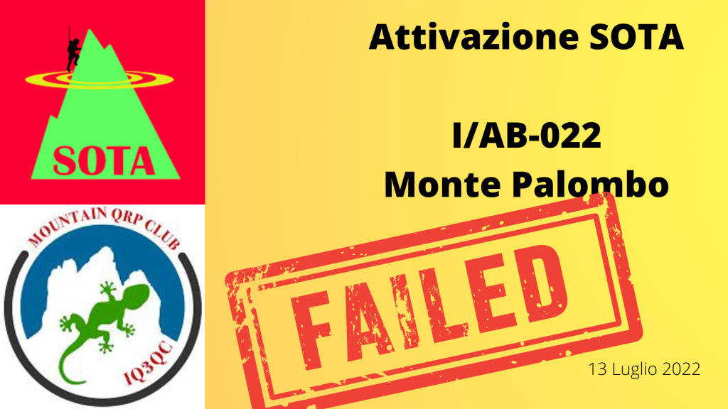 Analisi di una attivazione fallita!!! – SOTA – I/AB-022 Monte Palombo